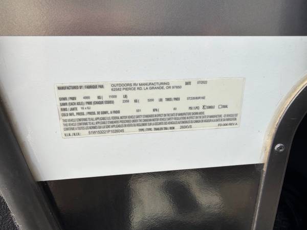 2023 Outdoors RV Blackstone 260KVS - Image 19