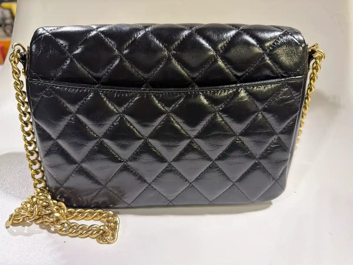 Chanel 23P Mini Flap Black Leather Bag Maxi - Image 3