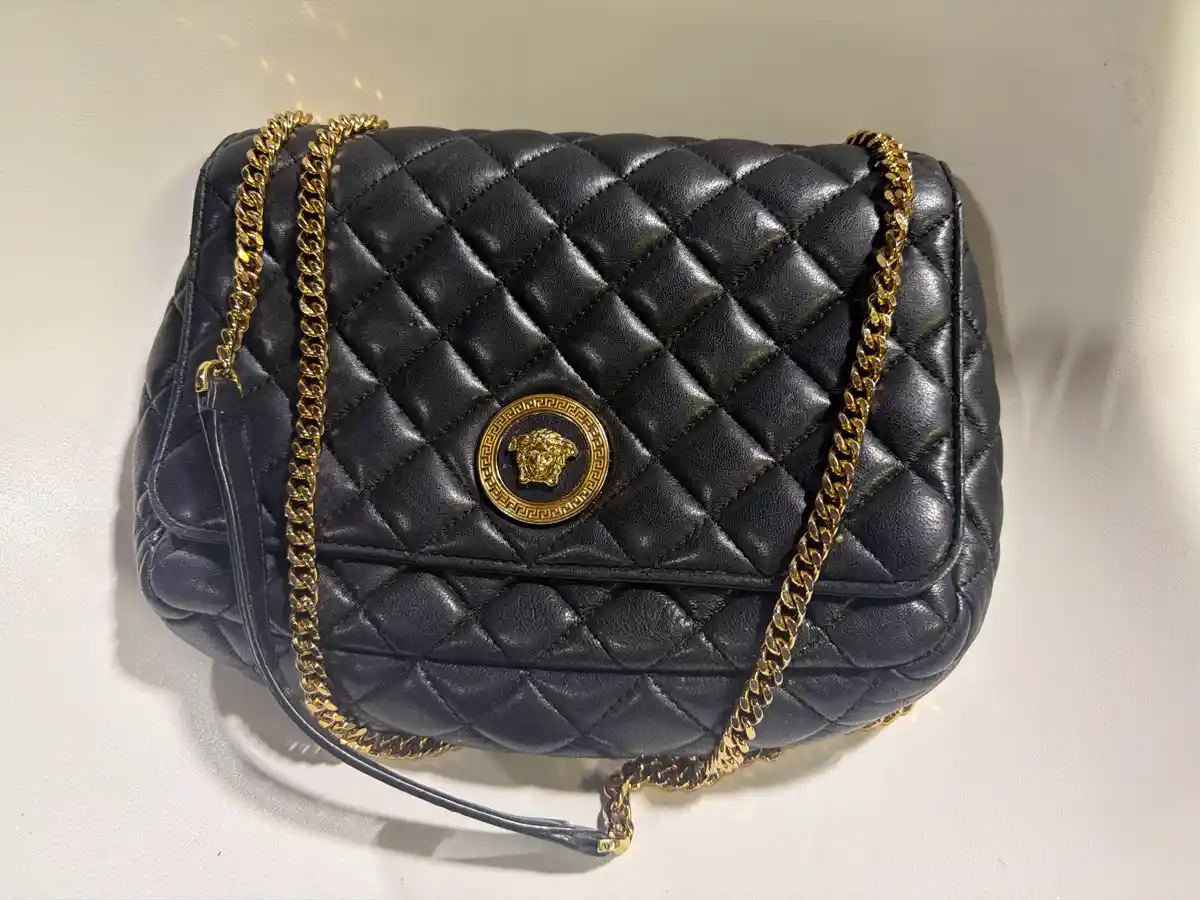 Versace Black Nappa Leather Medusa Shoulder Bag