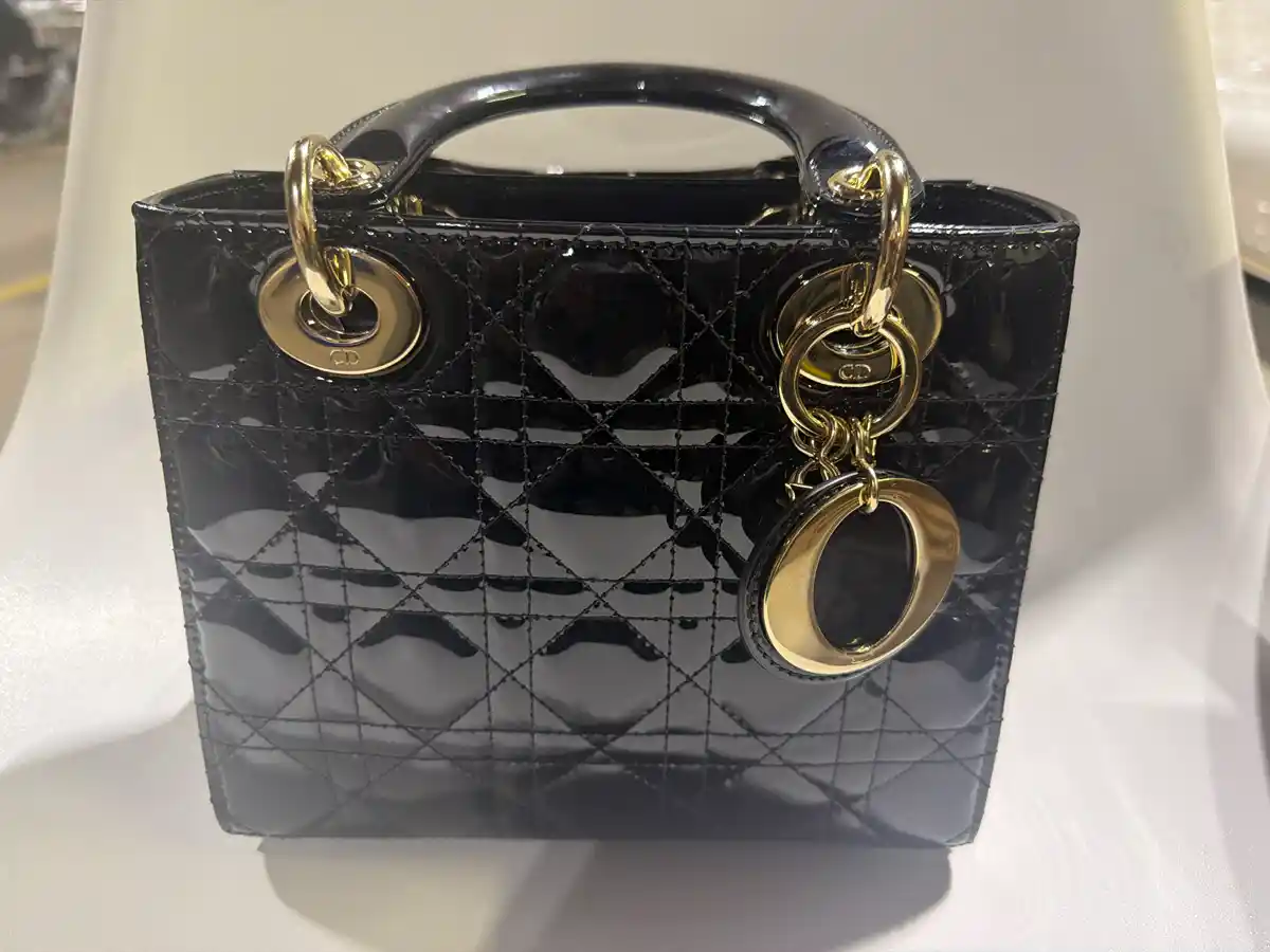 Dior Black Patent Cannage Calfskin Lady Dior Bag