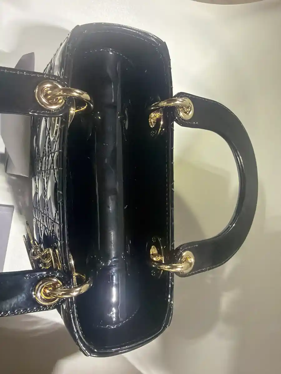 Dior Black Patent Cannage Calfskin Lady Dior Bag - Image 8